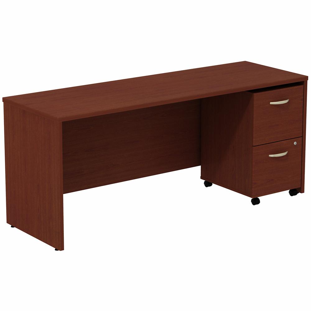 Bush Business Furniture Series C Desk Credenza with 2 Drawer Mobile Pedestal in Mahogany. Picture 1