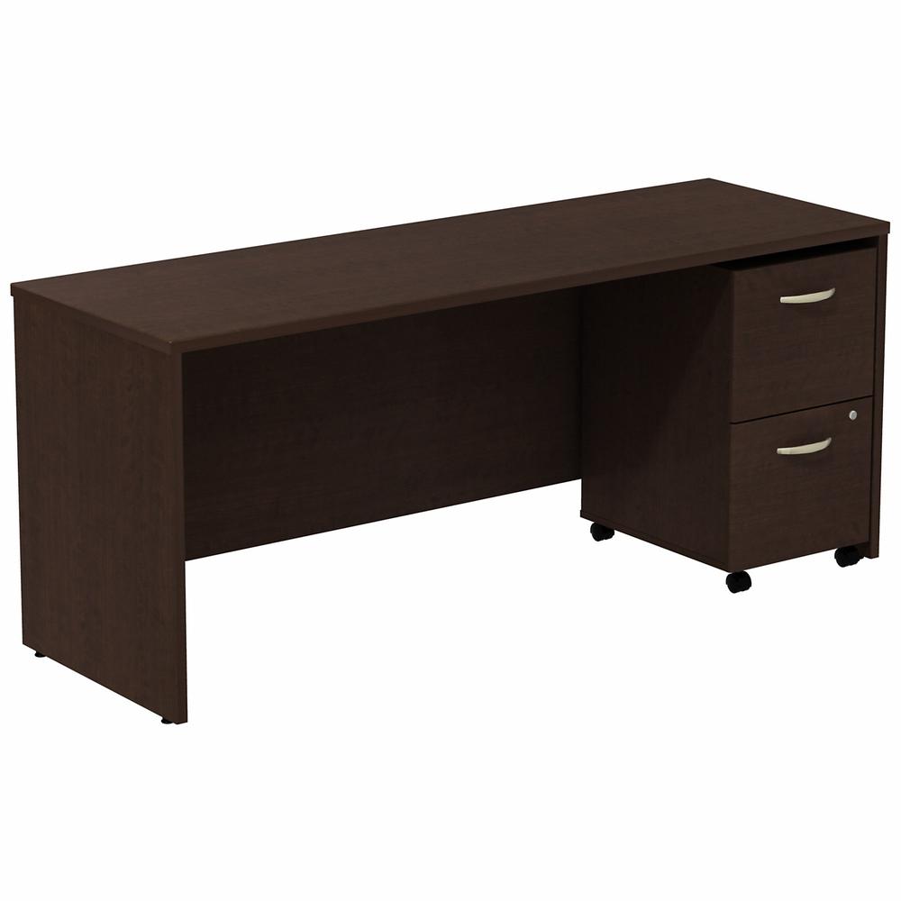 Bush Business Furniture Series C Desk Credenza with 2 Drawer Mobile Pedestal - Mocha Cherry. Picture 1