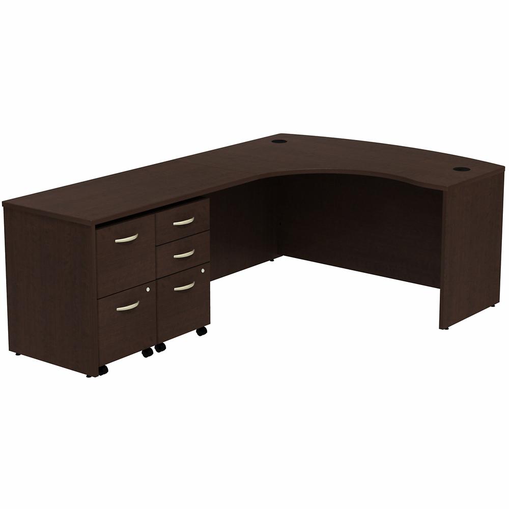 Bush Business Furniture Series C Bow Front Left Handed L Shaped Desk with 2 Mobile Pedestals. Picture 1
