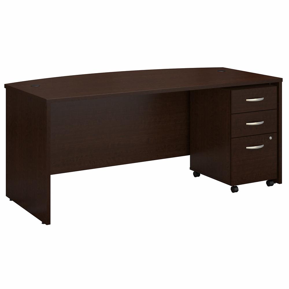 Bush Business Furniture Series C 72W x 36D Bow Front Desk with Mobile File Cabinet in Mocha Cherry. The main picture.