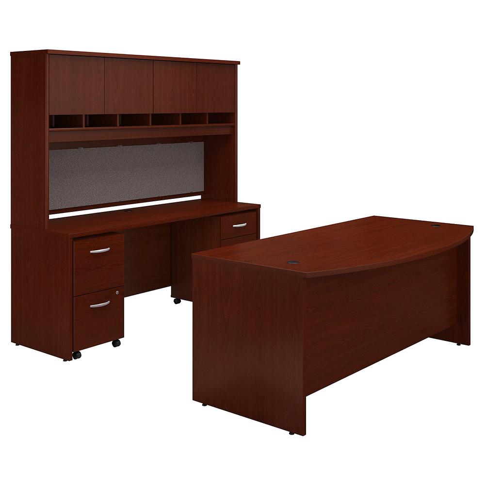 Series C Bow Front Desk With Credenza Hutch And Storage