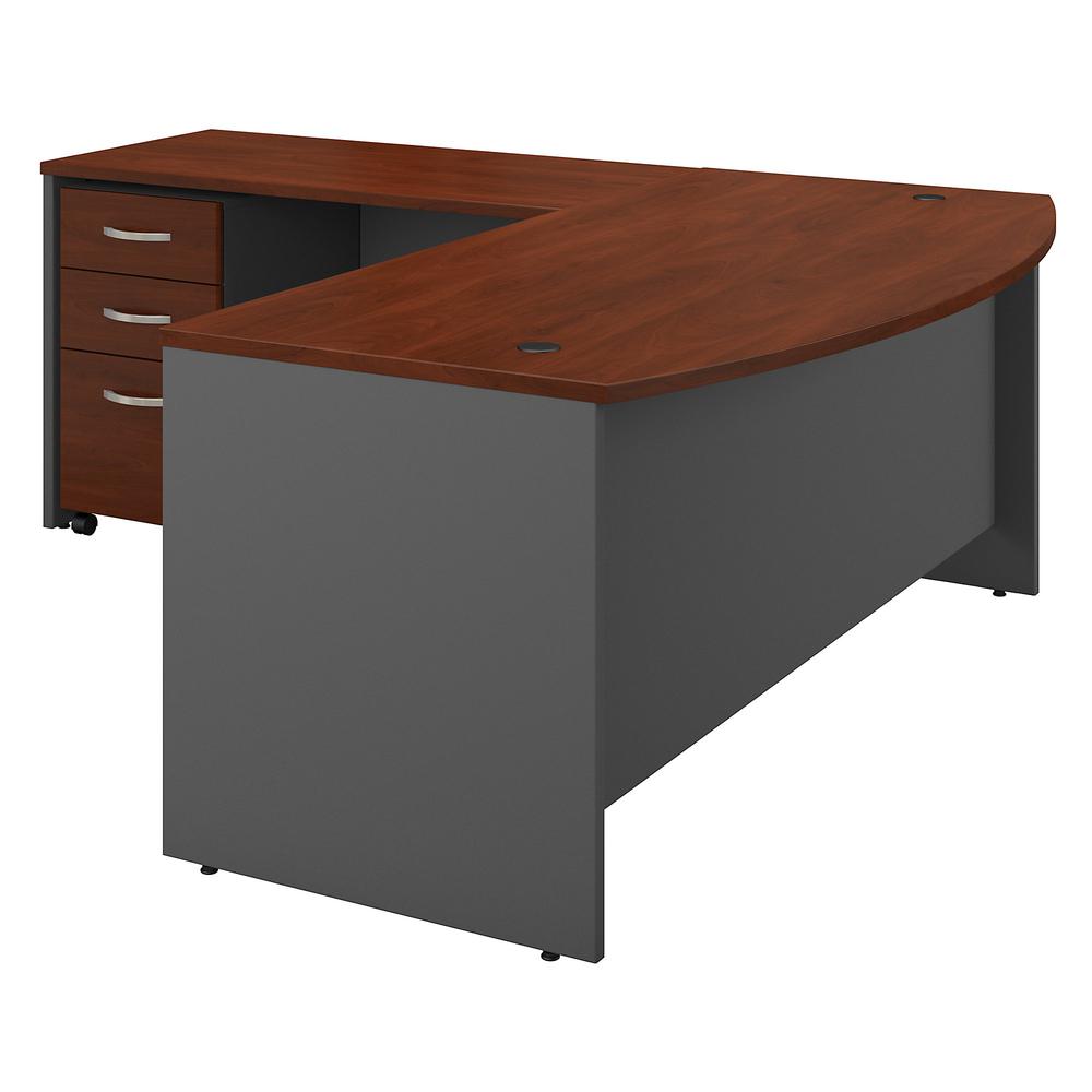 Bush Business Furniture Series C 72W Bow Front L Shaped Desk with 48W Return and Mobile File Cabinet, Hansen Cherry/Graphite Gray. Picture 3