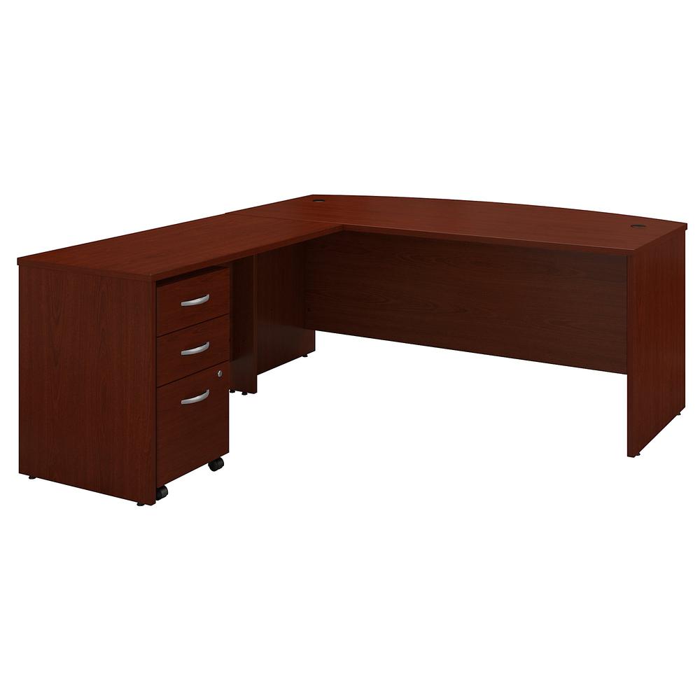 Bush Business Furniture Series C 72W Bow Front L Shaped Desk with 48W Return and Mobile File Cabinet, Mahogany. Picture 1