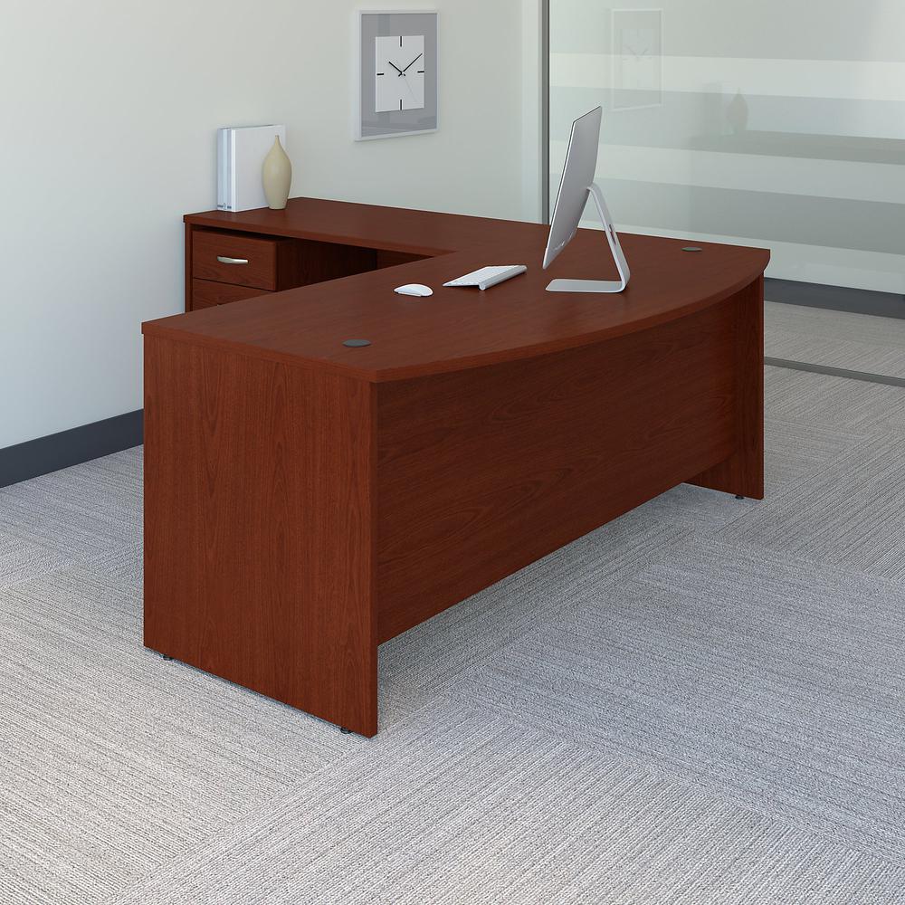 Bush Business Furniture Series C 72W Bow Front L Shaped Desk with 48W Return and Mobile File Cabinet, Mahogany. Picture 2