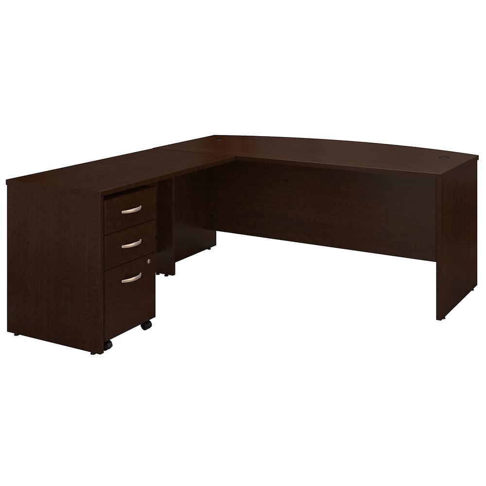 Bush Business Furniture Series C 72W Bow Front L Shaped Desk with 48W Return and Mobile File Cabinet, Mocha Cherry. The main picture.