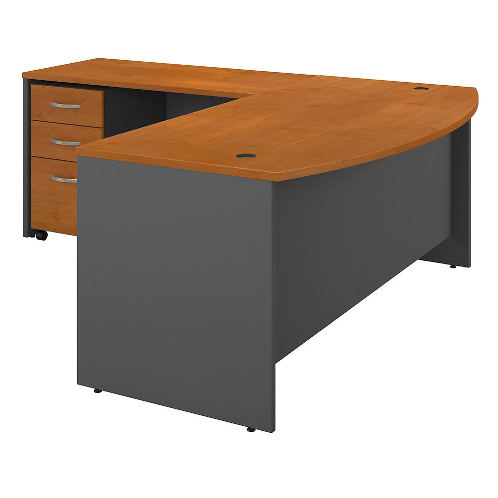 Bush Business Furniture Series C 72W Bow Front L Shaped Desk with 48W Return and Mobile File Cabinet, Natural Cherry/Graphite Gray. Picture 3