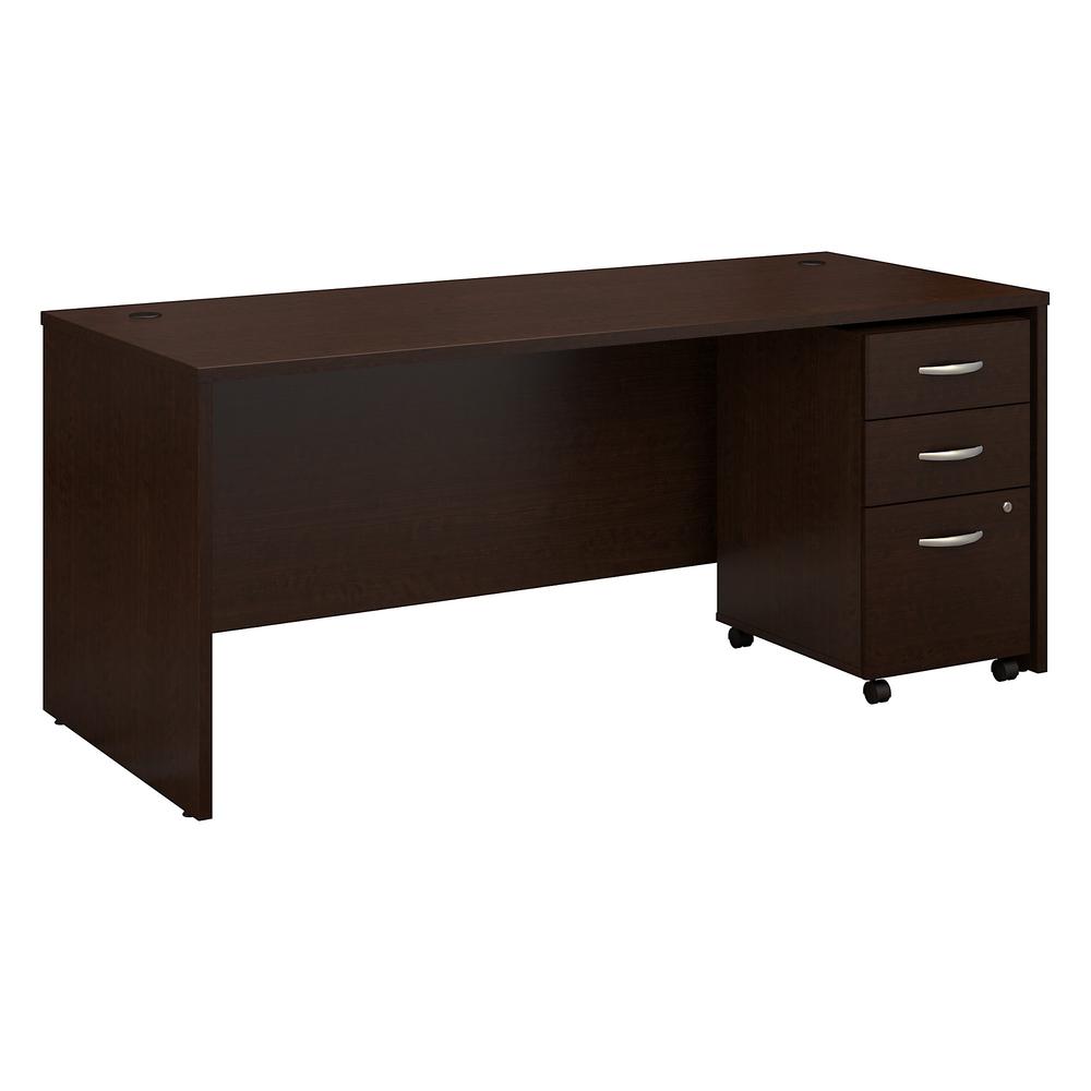 Bush Business Furniture Series C 72W x 30D Office Desk with Mobile File Cabinet, Mocha Cherry. Picture 1