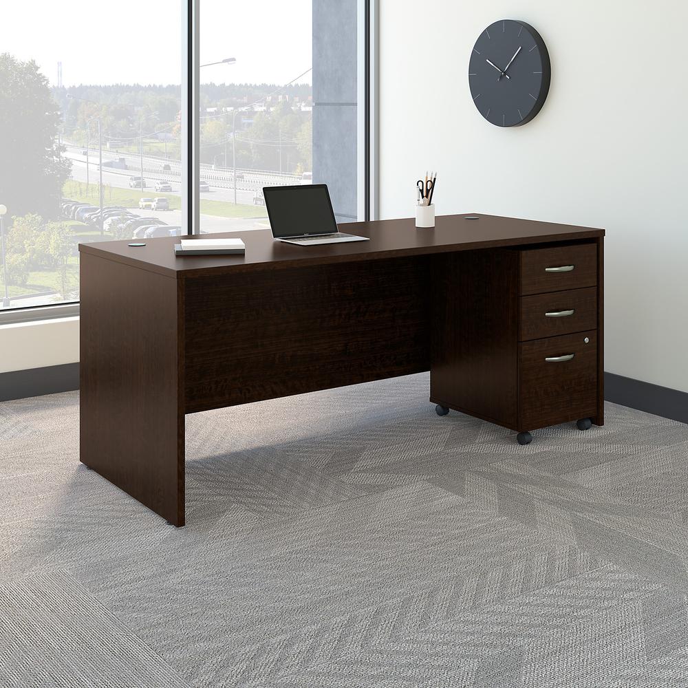 Bush Business Furniture Series C 72W x 30D Office Desk with Mobile File Cabinet, Mocha Cherry. Picture 2