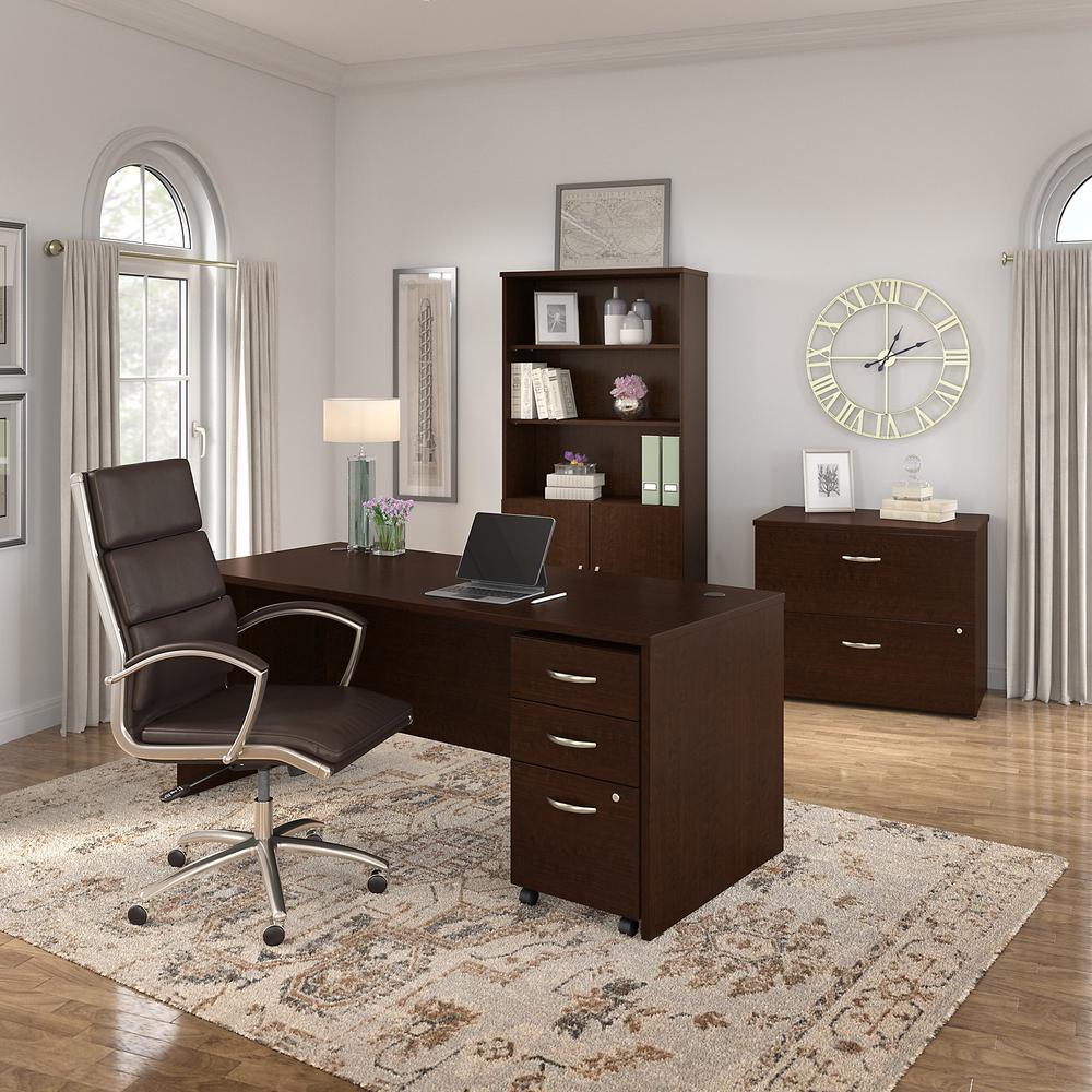 Bush Business Furniture Series C 72W x 30D Office Desk with Mobile File Cabinet, Mocha Cherry. Picture 8