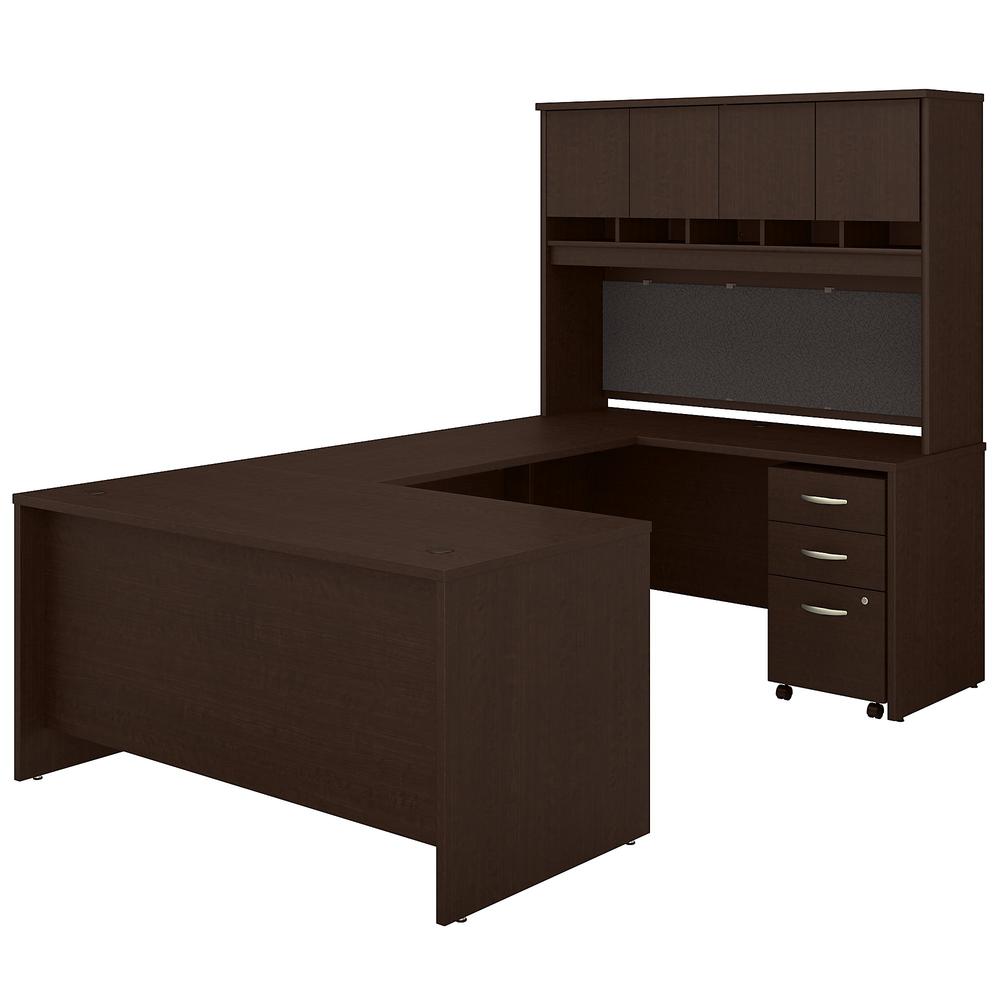 Bush Business Furniture Series C 60W U Shaped Desk with Hutch and Mobile File Cabinet , Mocha Cherry. The main picture.