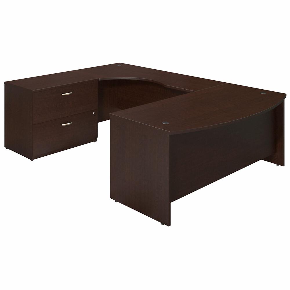 Bush Business Furniture Series C Elite 72W x 36D Left Handed Bow Front U Shaped Desk with Lateral File Cabinet. Picture 1