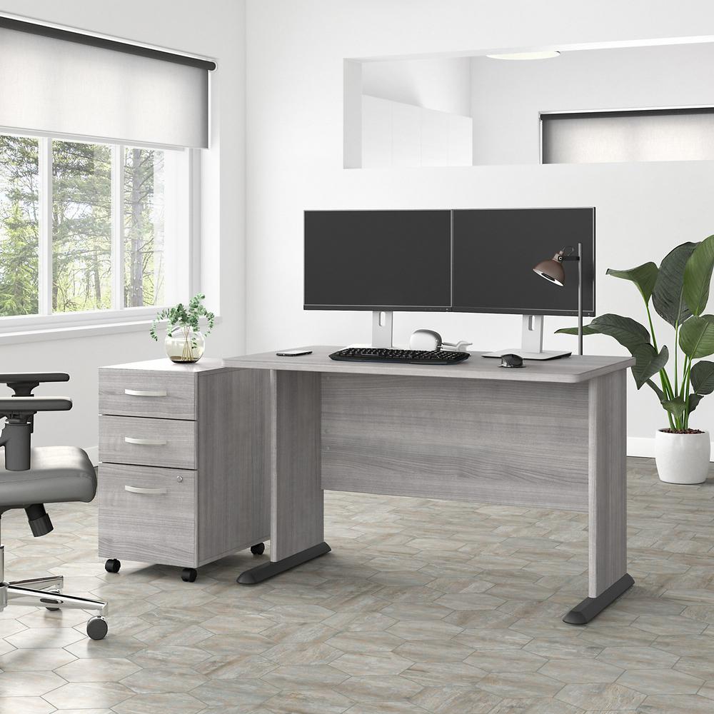 Bush Business Furniture Studio A 48W Computer Desk with 3 Drawer Mobile File Cabinet in Platinum Gray. Picture 6