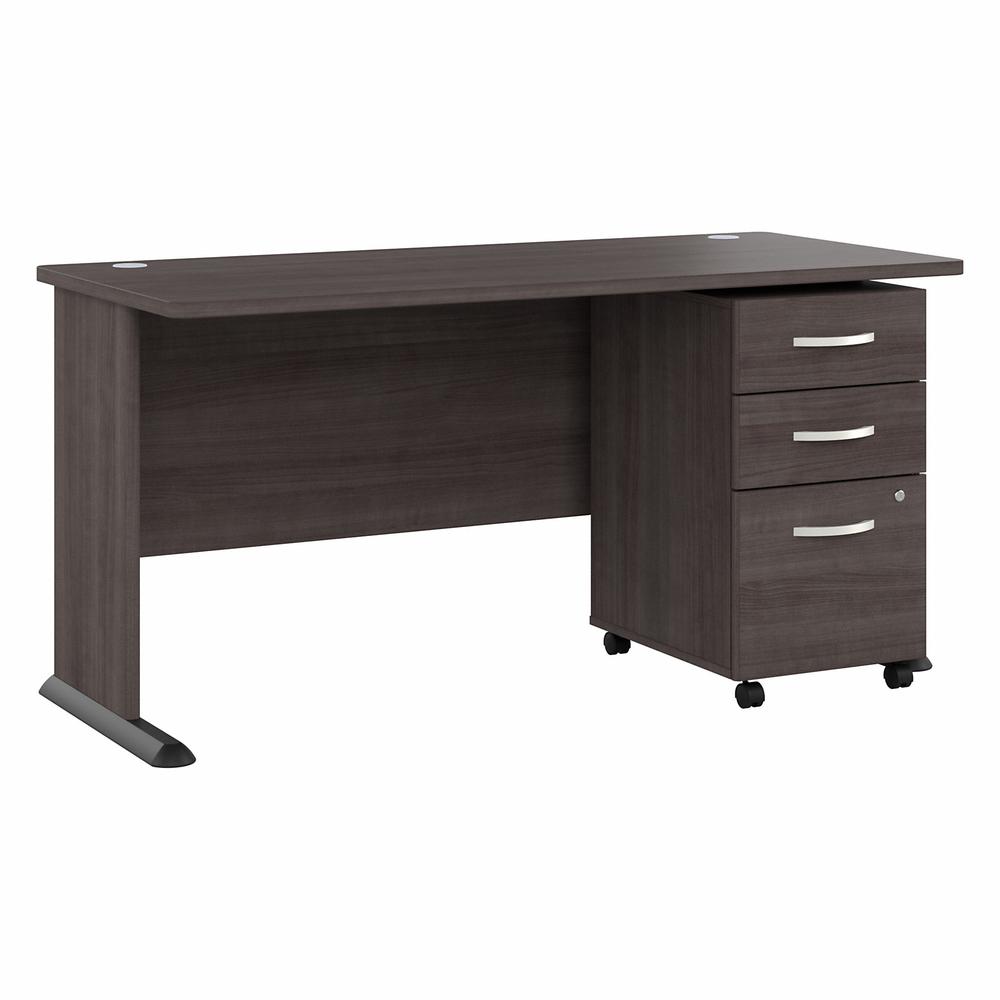 Bush Business Furniture Studio A 60W Computer Desk with 3 Drawer Mobile File Cabinet in Storm Gray. Picture 1