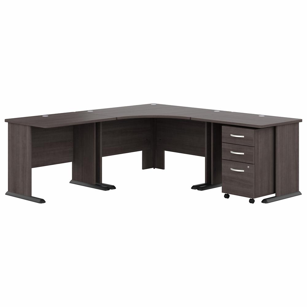 Bush Business Furniture Studio A 83W Large Corner Desk with 3 Drawer Mobile File Cabinet in Storm Gray. Picture 1