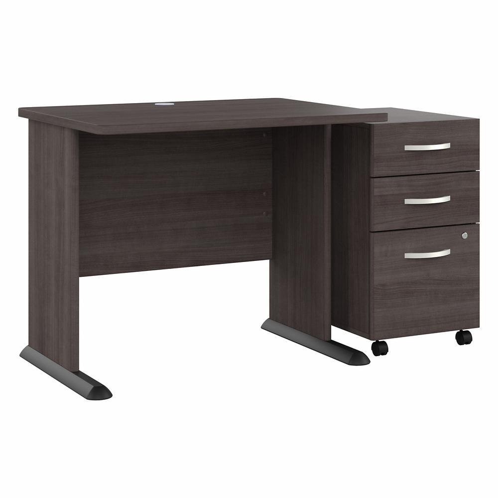 Bush Business Furniture Studio A 36W Small Computer Desk with 3 Drawer Mobile File Cabinet in Storm Gray. Picture 1