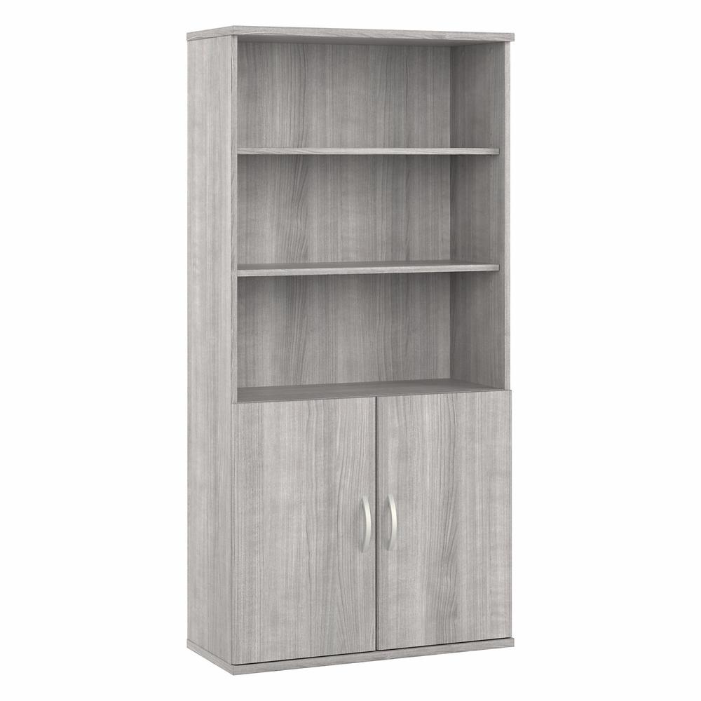Bush Business Furniture Studio A Tall 5 Shelf Bookcase with Doors in Platinum Gray. Picture 1