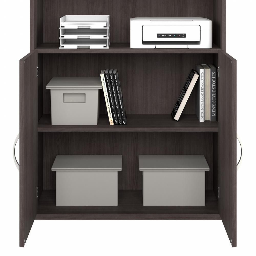 Bush Business Furniture Studio A Tall 5 Shelf Bookcase with Doors in Storm Gray. Picture 5