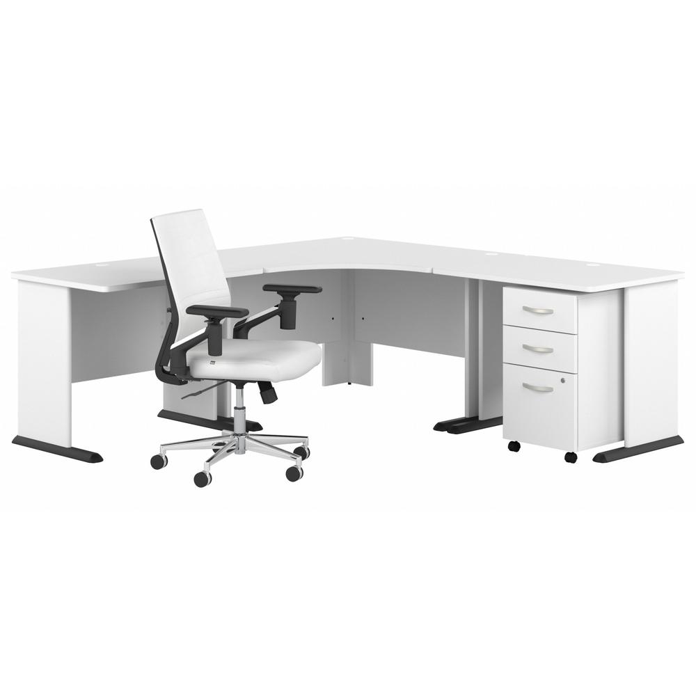 Studio A 83W Large Corner Gaming Desk with Chair and Drawers in White. Picture 1