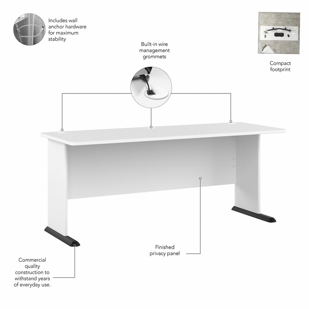 Bush Business Furniture Studio A 72W L Shaped Gaming Desk with Storage, White. Picture 7