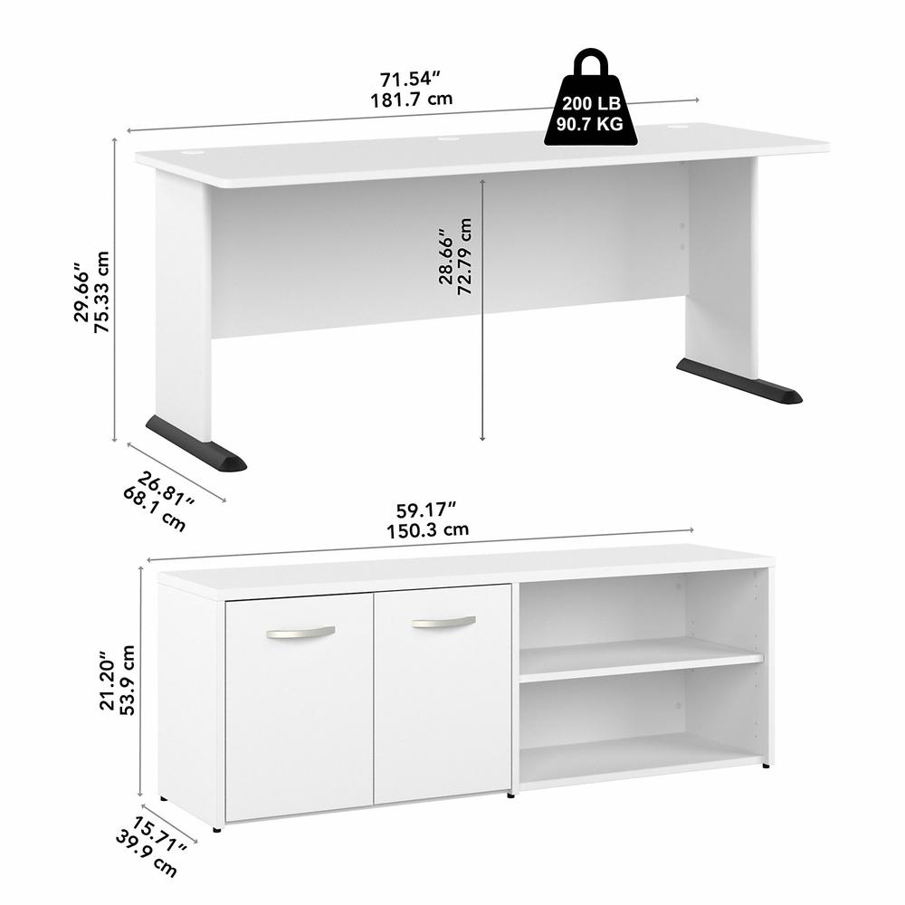 Bush Business Furniture Studio A 72W L Shaped Gaming Desk with Storage, White. Picture 3