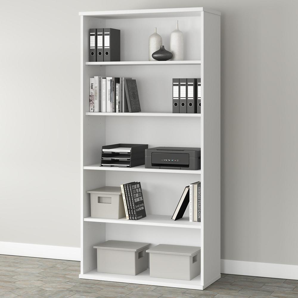 Bush  Furniture Studio A Tall 5 Shelf Bookcase, White. Picture 2