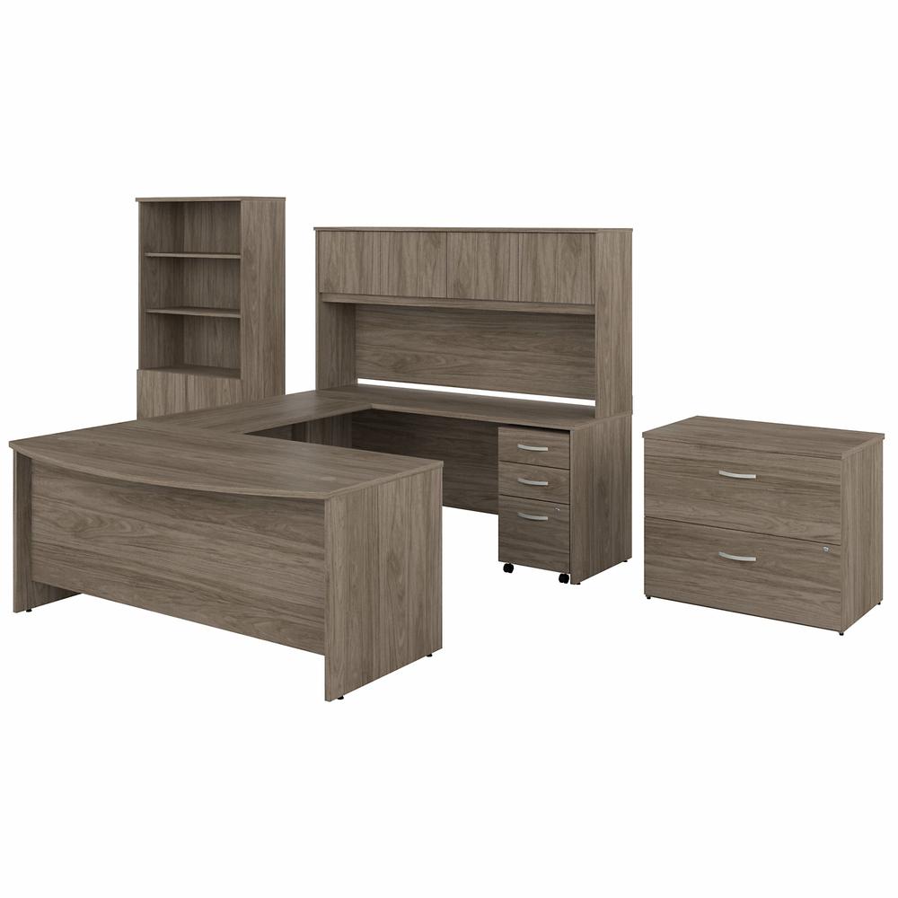 Bush Business Furniture Studio C 72W x 36D U Shaped Desk with Hutch, Bookcase and File Cabinets. Picture 1