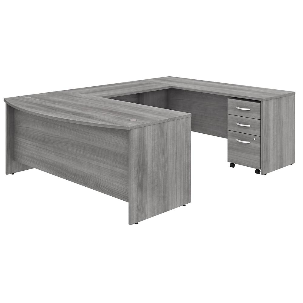 Bush Business Furniture Studio C 72W x 36D U Shaped Desk with Mobile File Cabinet, Platinum Gray. Picture 1