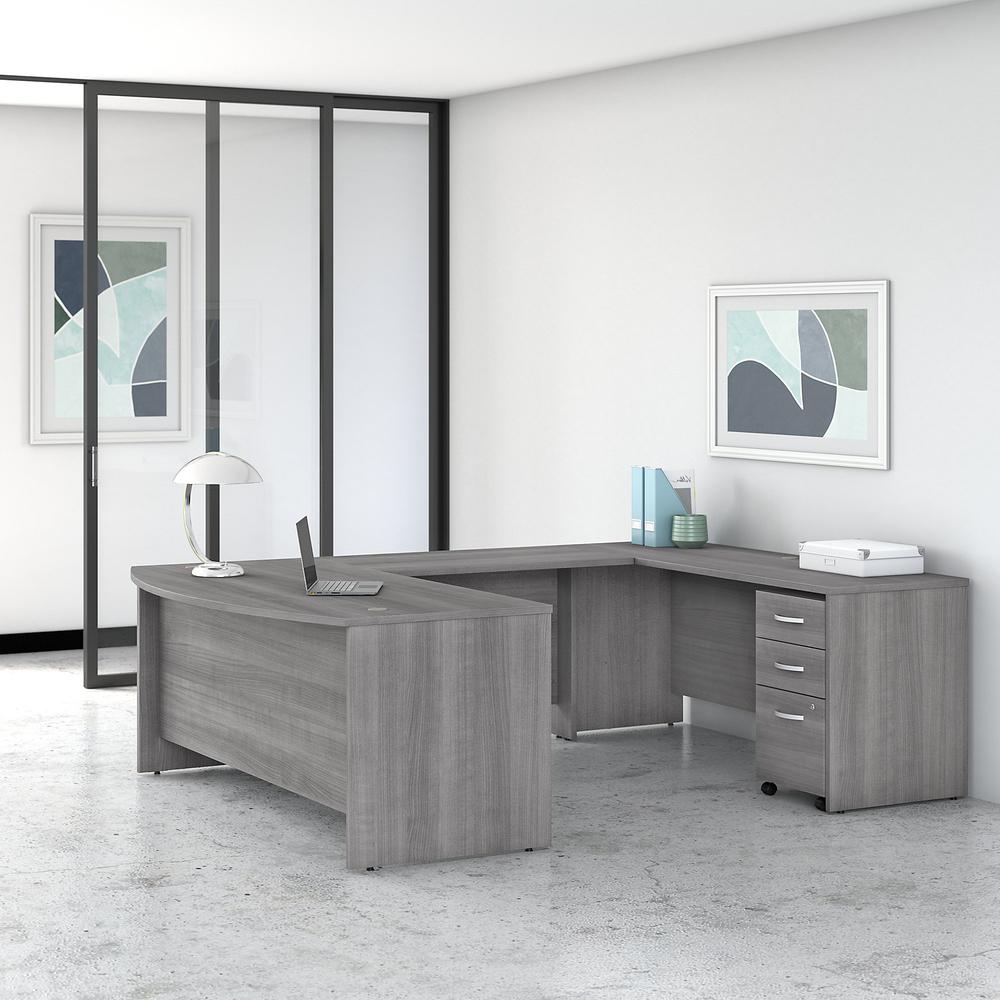 Bush Business Furniture Studio C 72W x 36D U Shaped Desk with Mobile File Cabinet, Platinum Gray. Picture 2