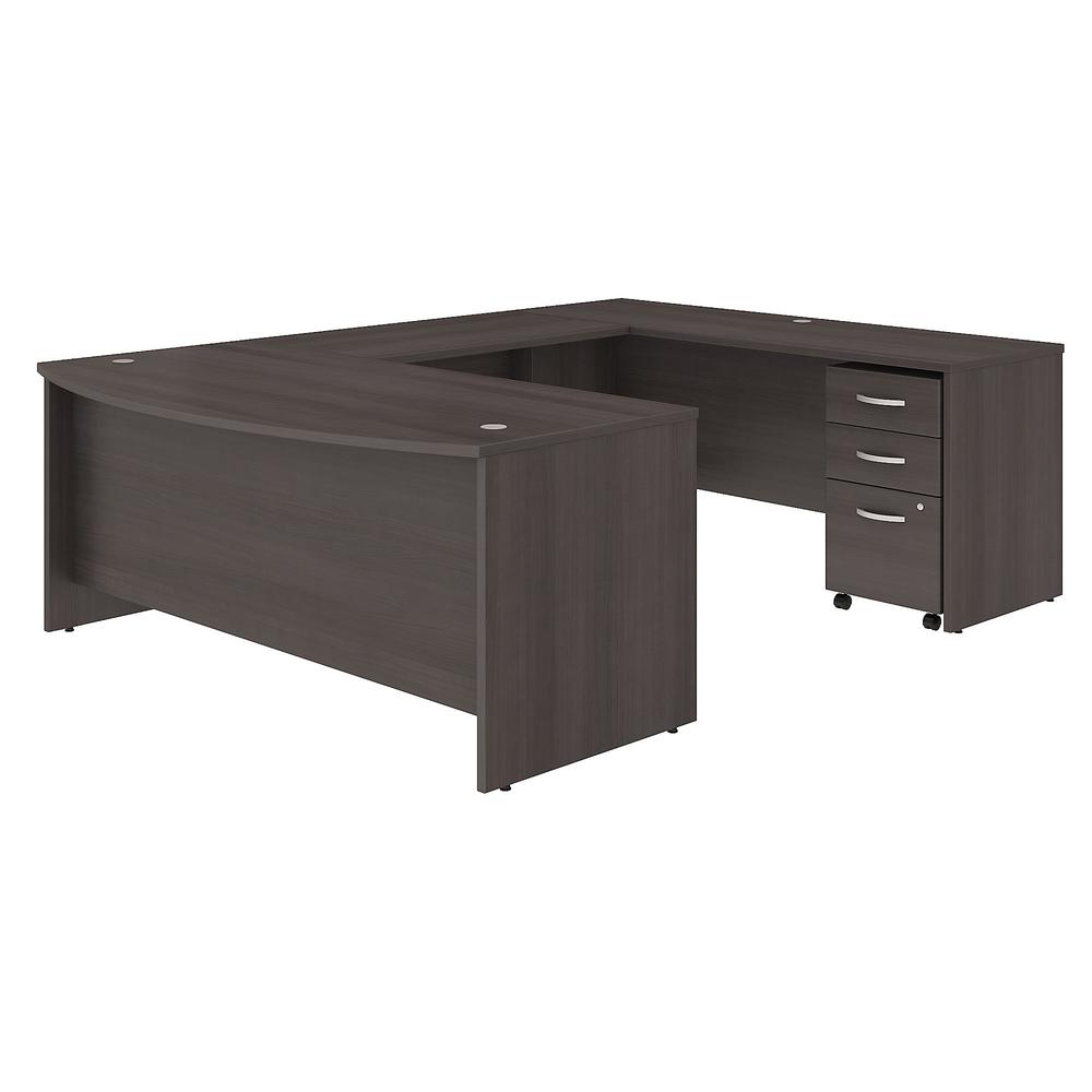Studio C 72W x 36D U Shaped Desk with Mobile File Cabinet, Storm Gray. Picture 1