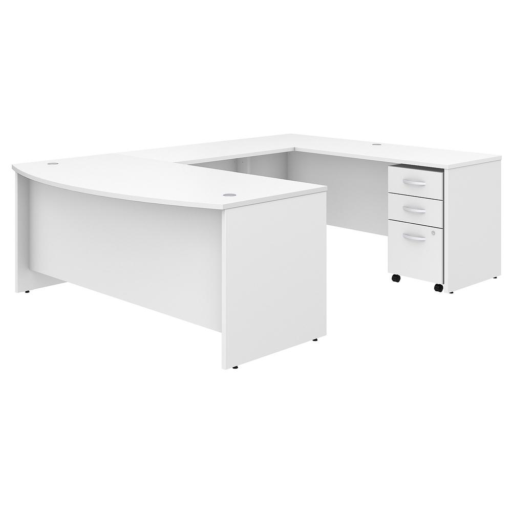 Bush Business Furniture Studio C 72W x 36D U Shaped Desk with Mobile File Cabinet, White. Picture 1