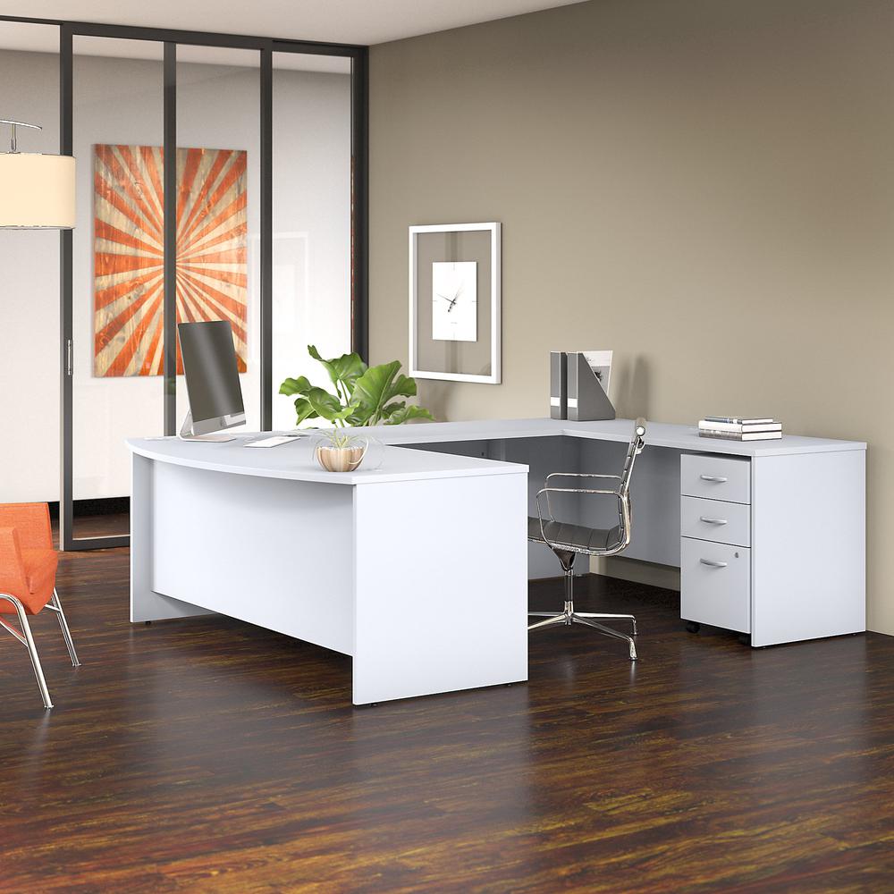 Bush Business Furniture Studio C 72W x 36D U Shaped Desk with Mobile File Cabinet, White. Picture 2