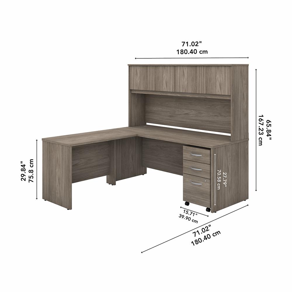 Bush Business Furniture Studio C 72W x 30D L Shaped Desk with Hutch, Mobile File Cabinet and 42W Return. Picture 3