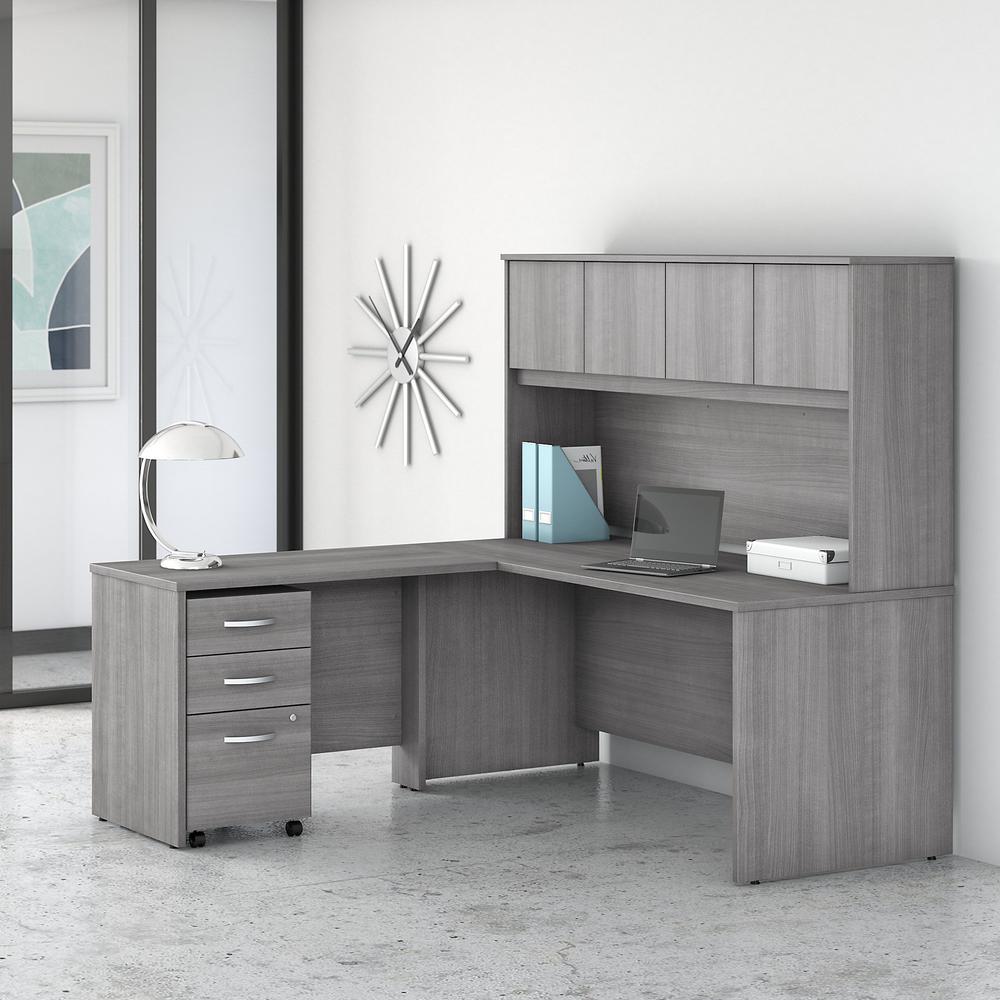Bush Business Furniture Studio C 72W x 30D L Shaped Desk with Hutch, Mobile File Cabinet and 42W Return, Platinum Gray. Picture 2