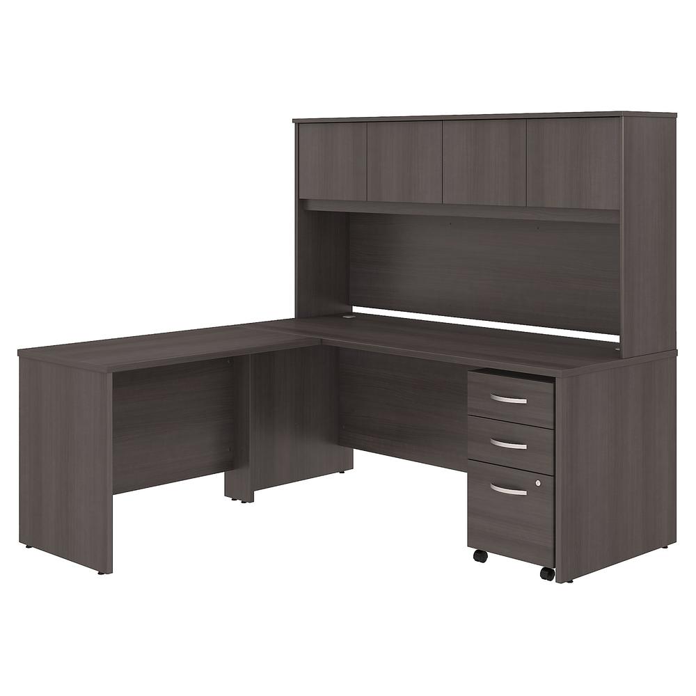 Bush Business Furniture Studio C 72W x 30D L Shaped Desk with Hutch, Mobile File Cabinet and 42W Return, Storm Gray. Picture 1