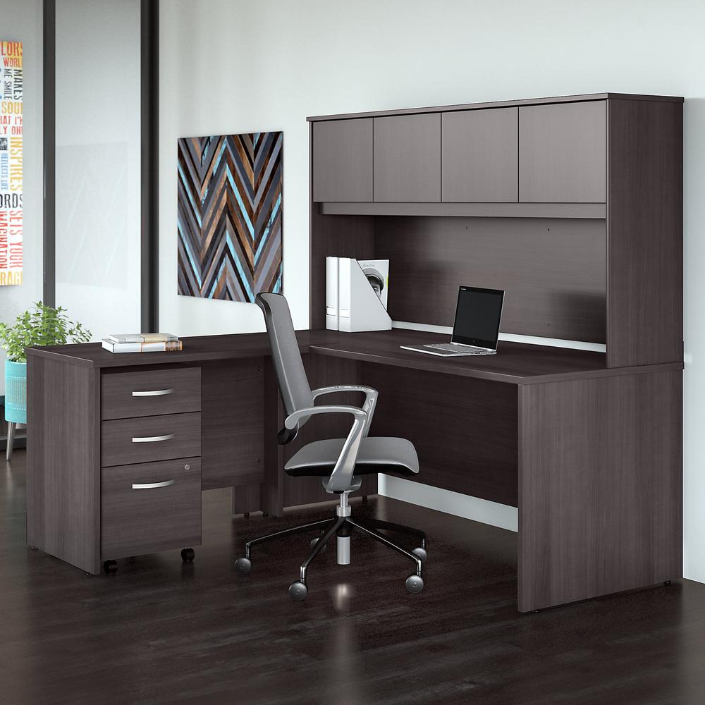 Bush Business Furniture Studio C 72W x 30D L Shaped Desk with Hutch, Mobile File Cabinet and 42W Return, Storm Gray. Picture 2
