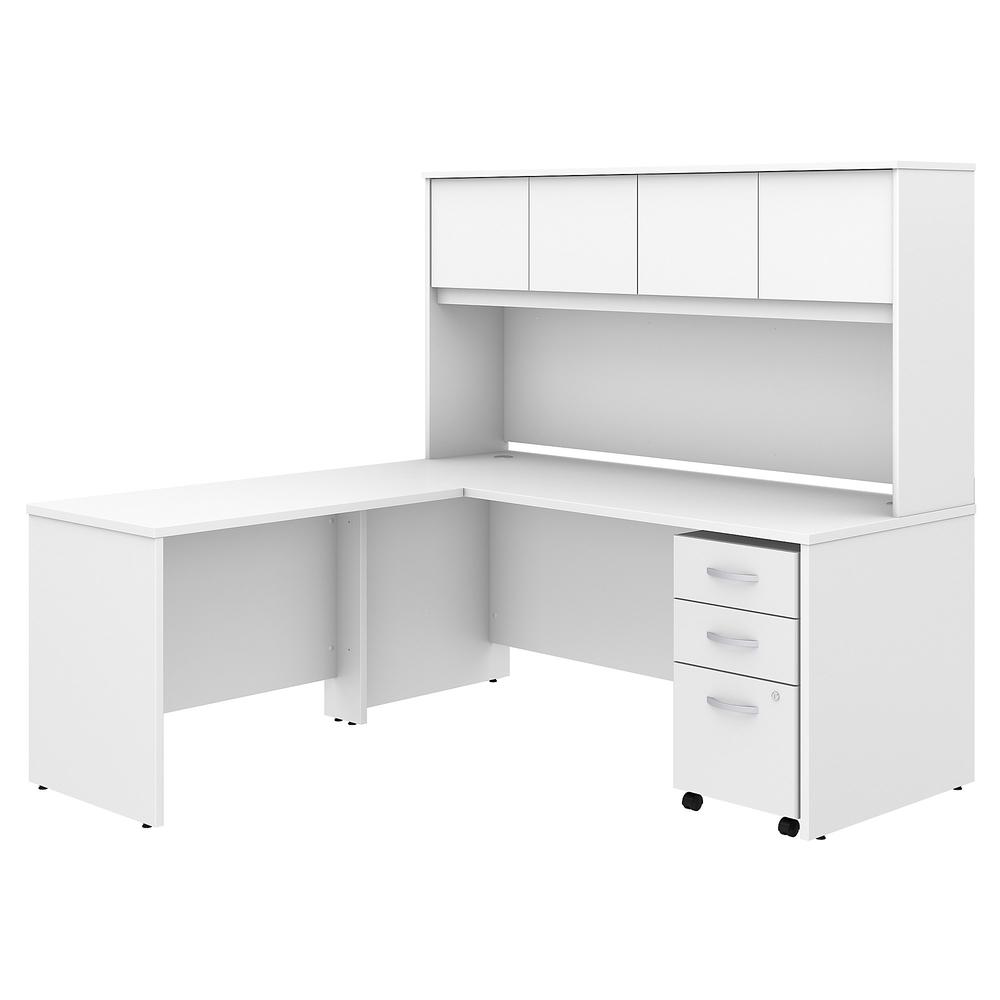 Bush Business Furniture Studio C 72W x 30D L Shaped Desk with Hutch, Mobile File Cabinet and 42W Return, White. Picture 1