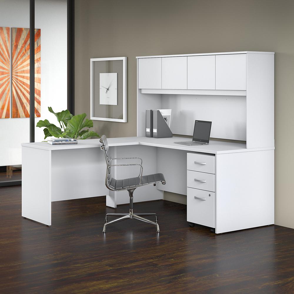 Bush Business Furniture Studio C 72W x 30D L Shaped Desk with Hutch, Mobile File Cabinet and 42W Return, White. Picture 2