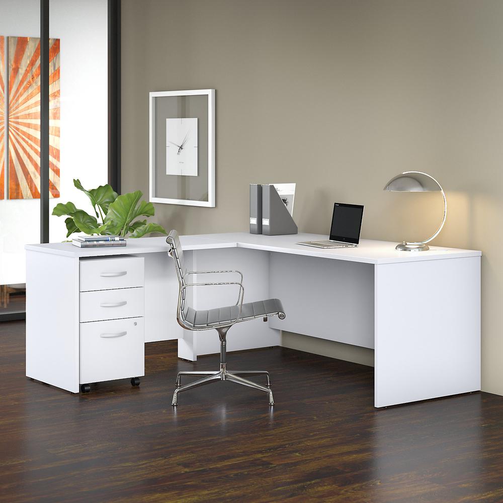 Bush Business Furniture Studio C 72W x 30D L Shaped Desk with Mobile File Cabinet and 42W Return, White. Picture 2