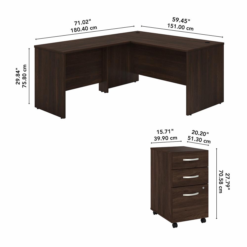 Bush Business Furniture Studio C 60W x 30D L Shaped Desk with Mobile File Cabinet and 42W Return. Picture 7
