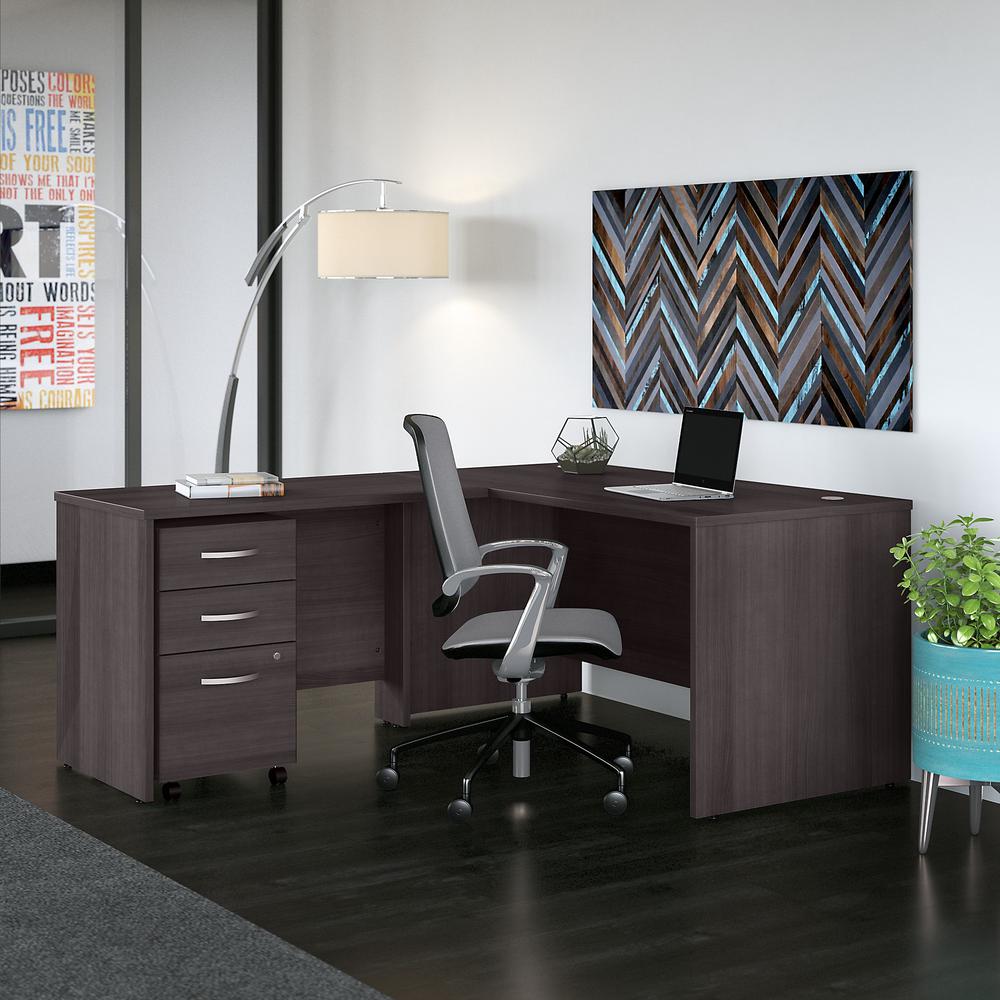 Bush Business Furniture Studio C 60W x 30D L Shaped Desk with Mobile File Cabinet and 42W Return, Storm Gray. Picture 2