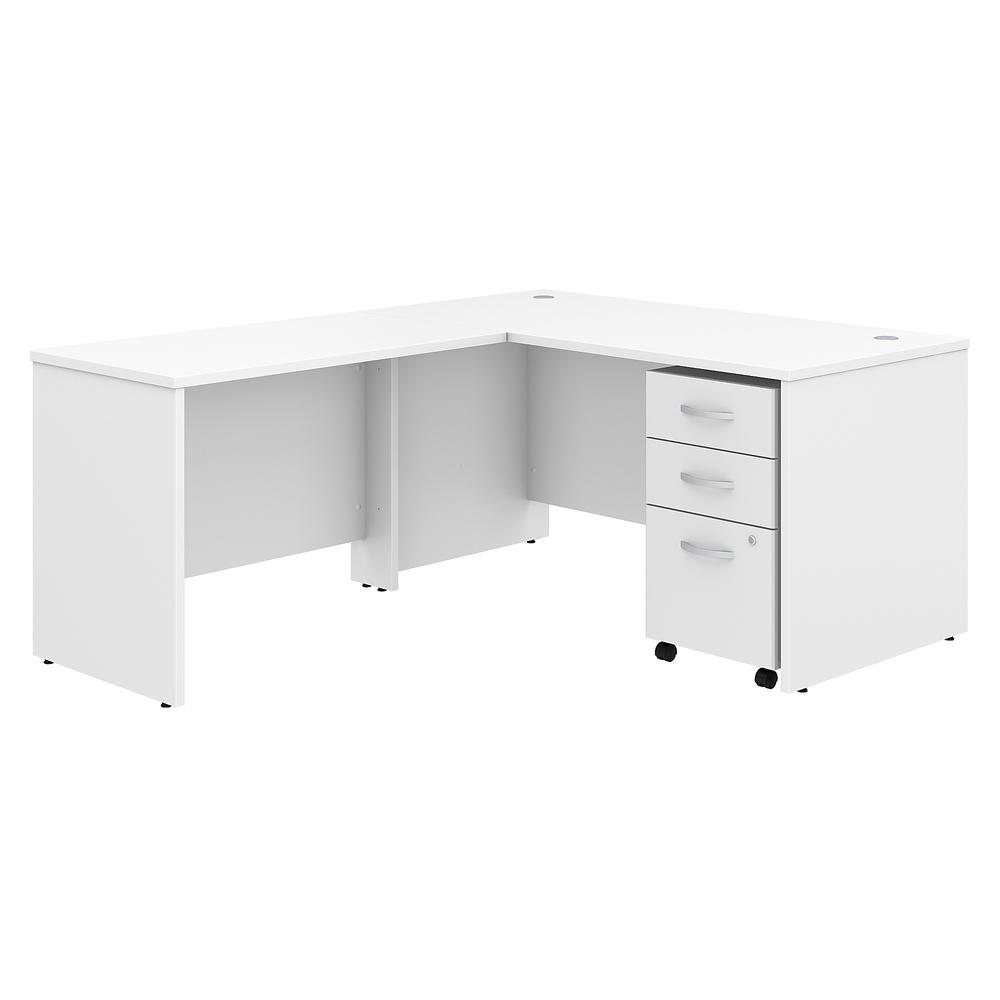 Bush Business Furniture Studio C 60W x 30D L Shaped Desk with Mobile File Cabinet and 42W Return, White. Picture 1