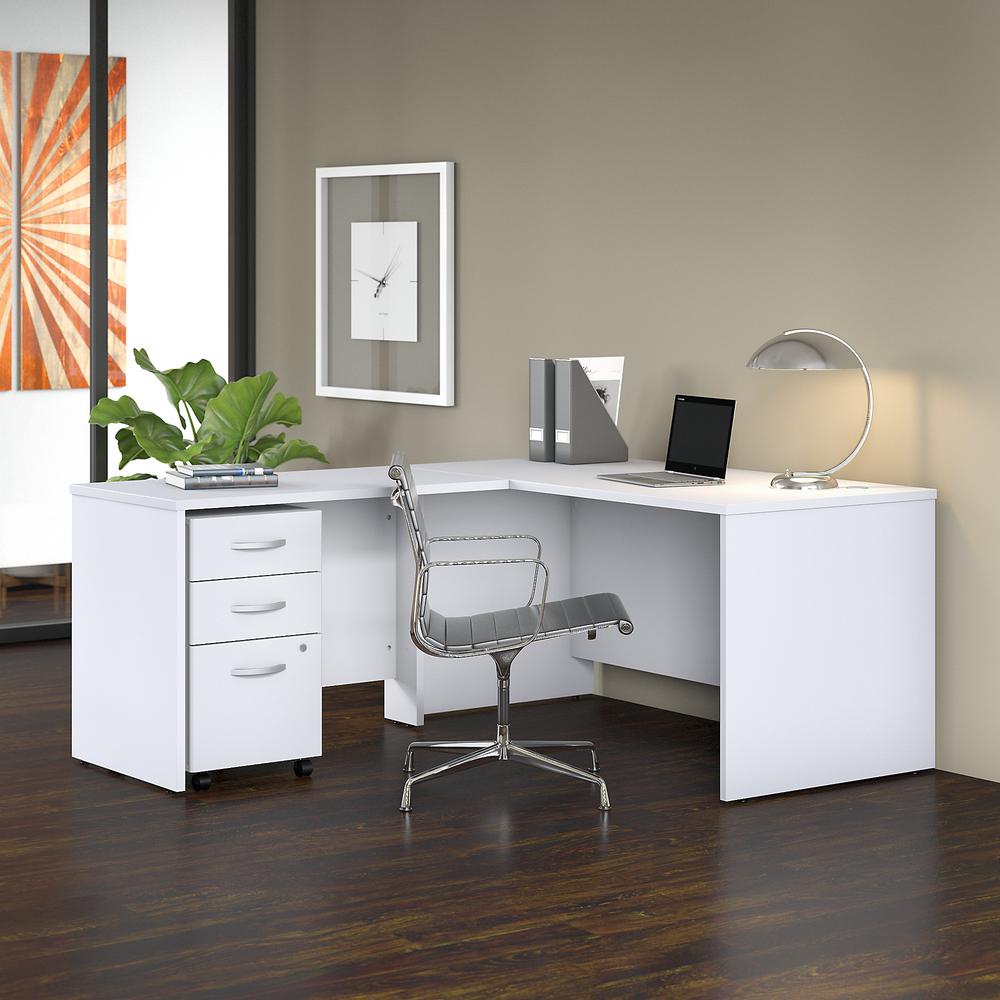 Bush Business Furniture Studio C 60W x 30D L Shaped Desk with Mobile File Cabinet and 42W Return, White. Picture 2