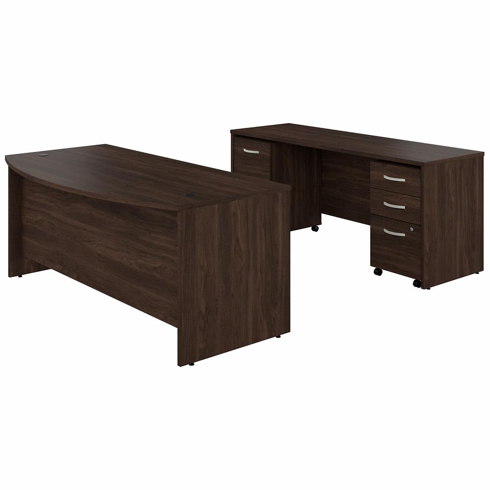 Bush Business Furniture Studio C, 72W x 36D Bow Front Desk and Credenza with Mobile File Cabinets. The main picture.