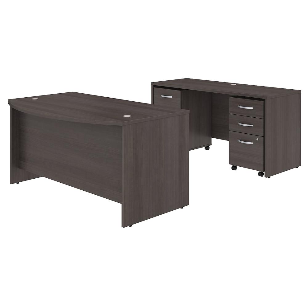 Studio C 60w X 36d Bow Front Desk And Credenza With Mobile File