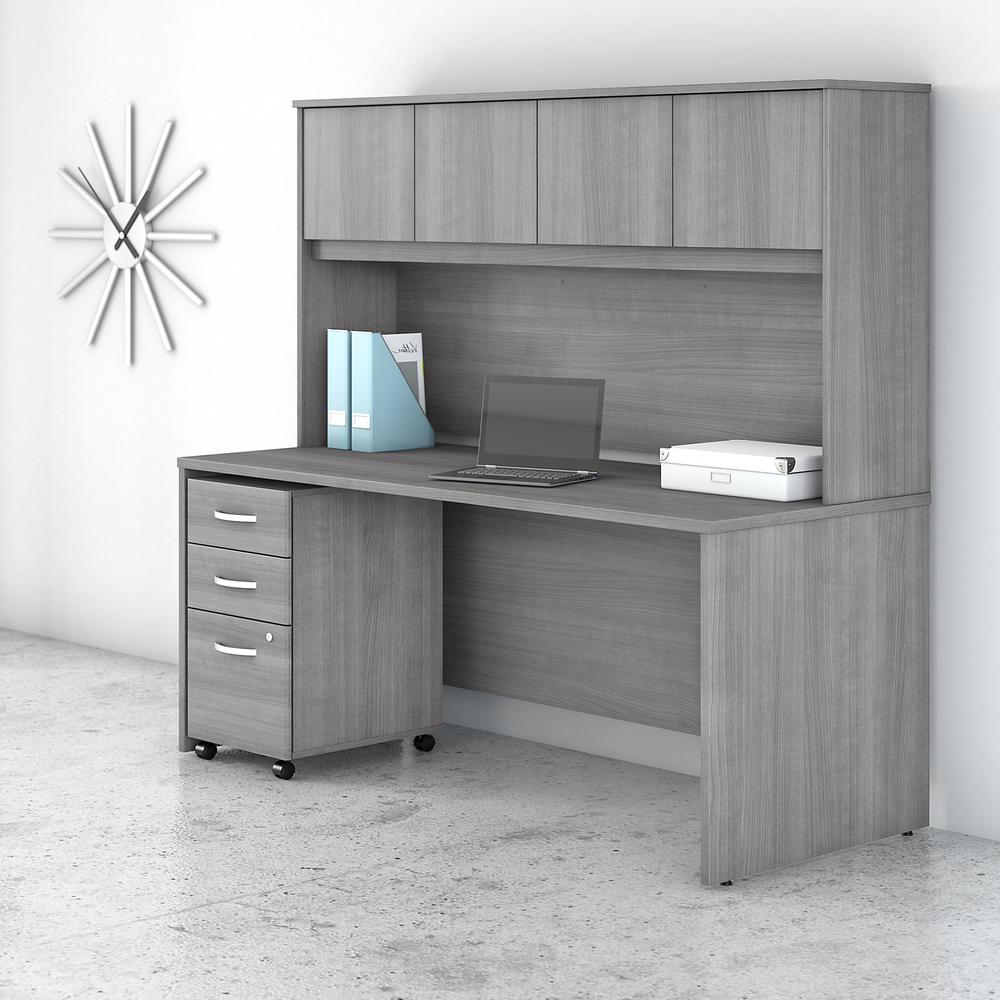 Bush Business Furniture Studio C 72W x 30D Office Desk with Hutch and Mobile File Cabinet, Platinum Gray. Picture 2