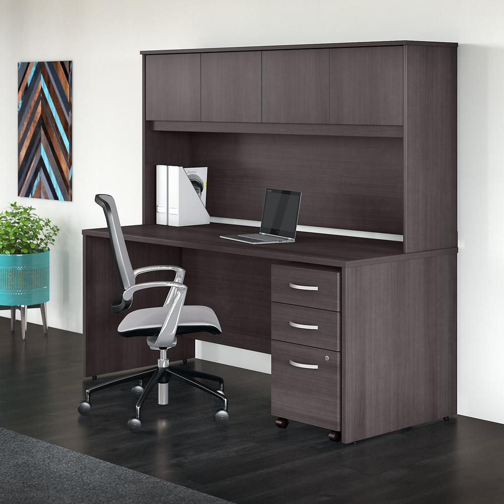 Bush Business Furniture Studio C 72W x 30D Office Desk with Hutch and Mobile File Cabinet, Storm Gray. Picture 2
