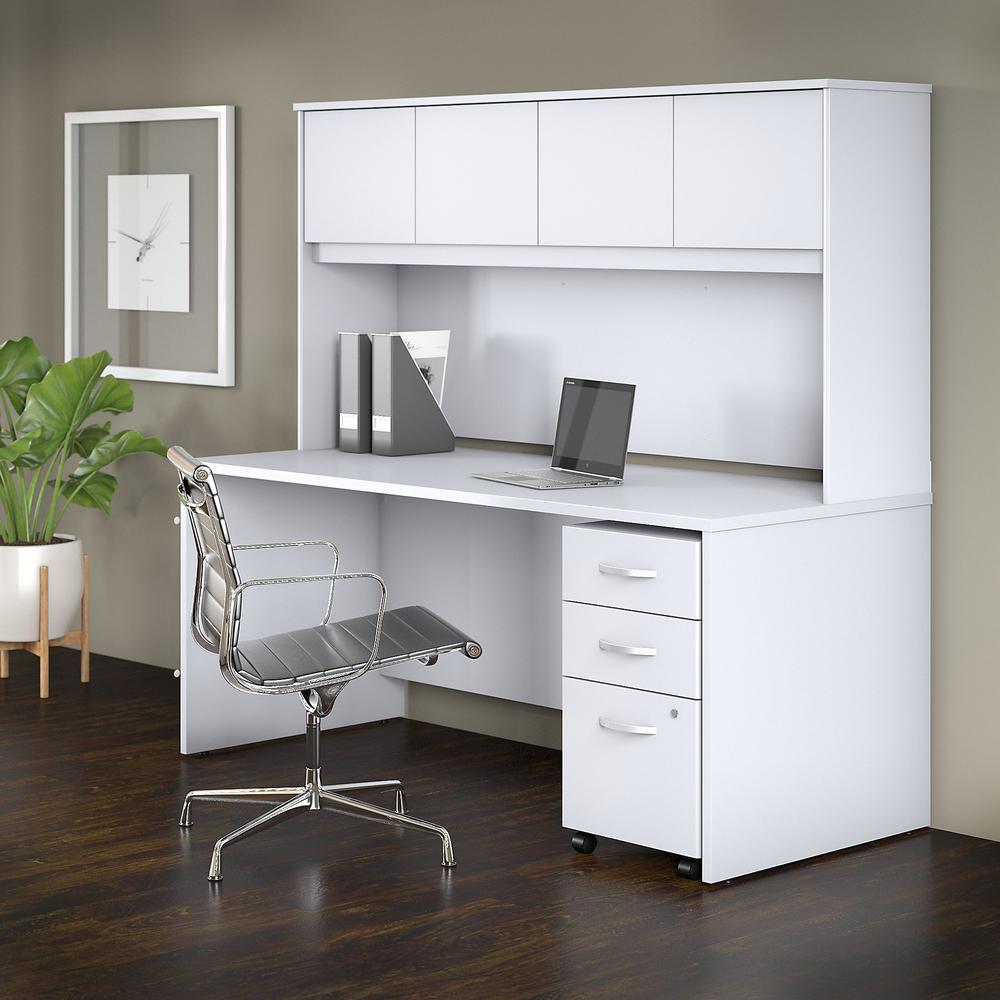 Bush Business Furniture Studio C 72W x 30D Office Desk with Hutch and Mobile File Cabinet, White. Picture 2