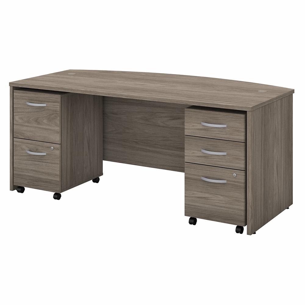 Bush Business Furniture Studio C 72W x 36D Bow Front Desk with Mobile File Cabinets. Picture 1