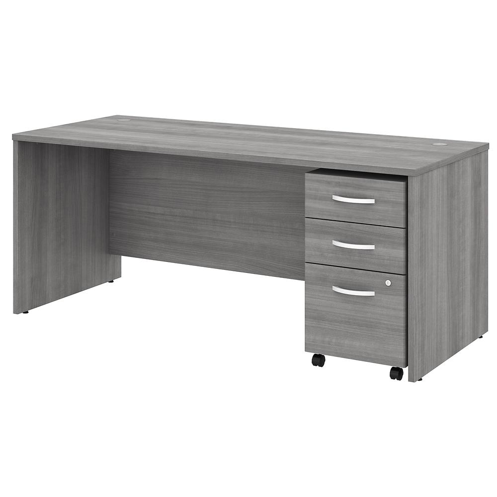 Bush Business Furniture Studio C 72W x 30D Office Desk with Mobile File Cabinet, Platinum Gray. Picture 1