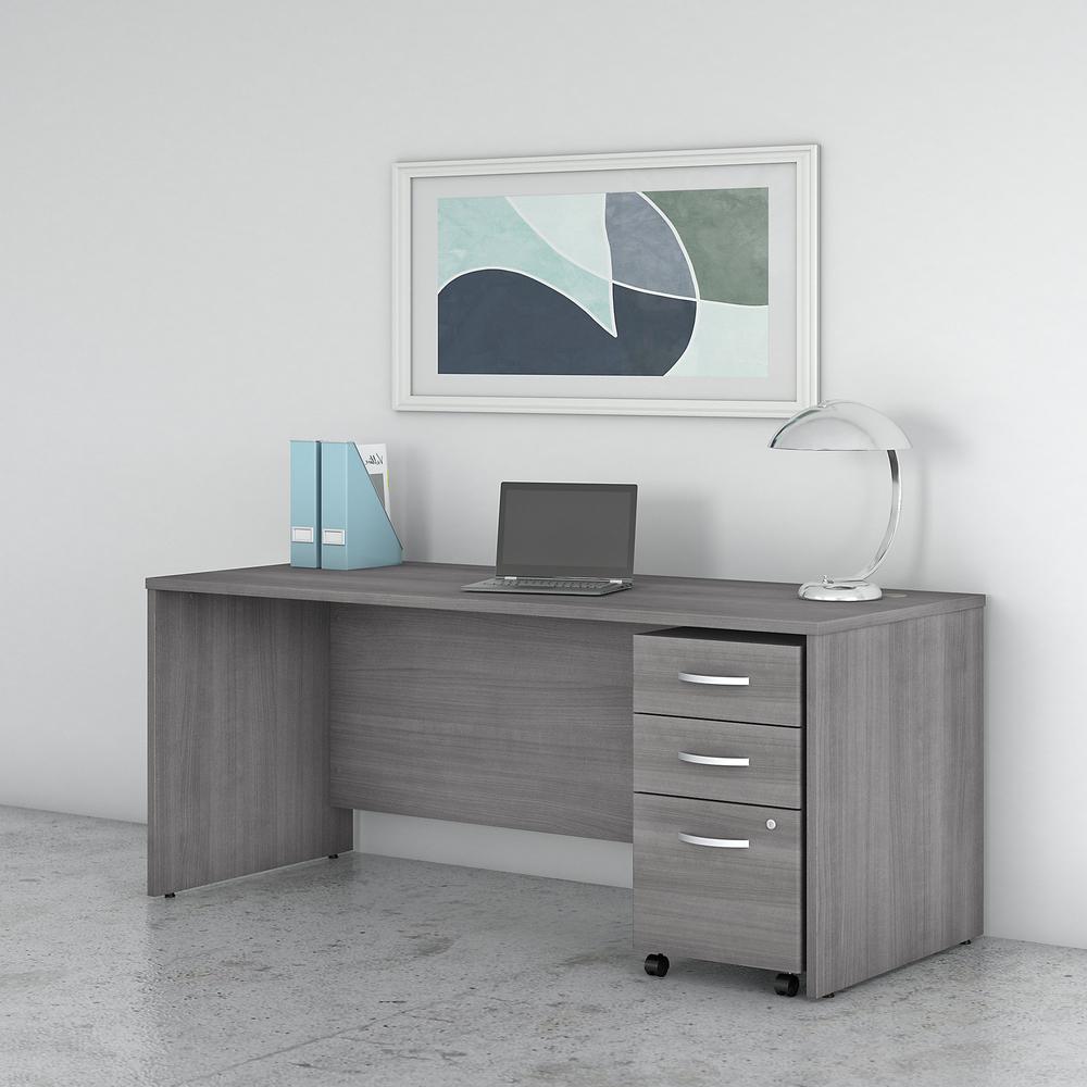 Bush Business Furniture Studio C 72W x 30D Office Desk with Mobile File Cabinet, Platinum Gray. Picture 2